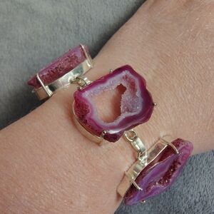 Faux Pink Agate Geode Bracelet